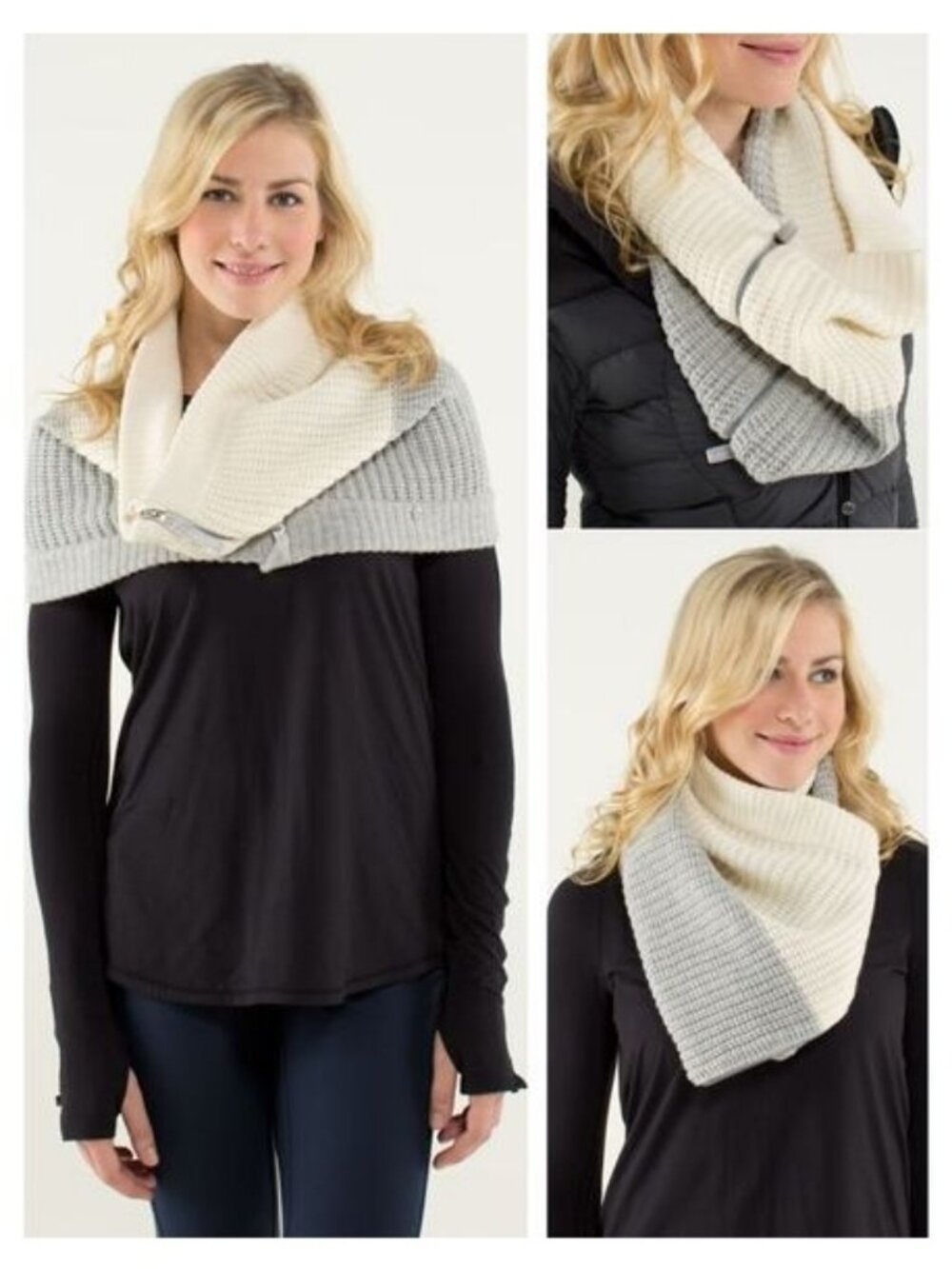 LULULEMON Falling Freely Merino Wool Neck Warmer Sz OS Angel Wing / Silver Grey